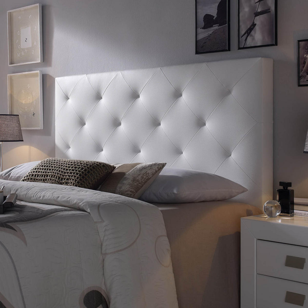 KOPFTEIL 160x60 cm Rombo Weiß - Weiß, Fell (8/60/160cm) - VS Venta-stock