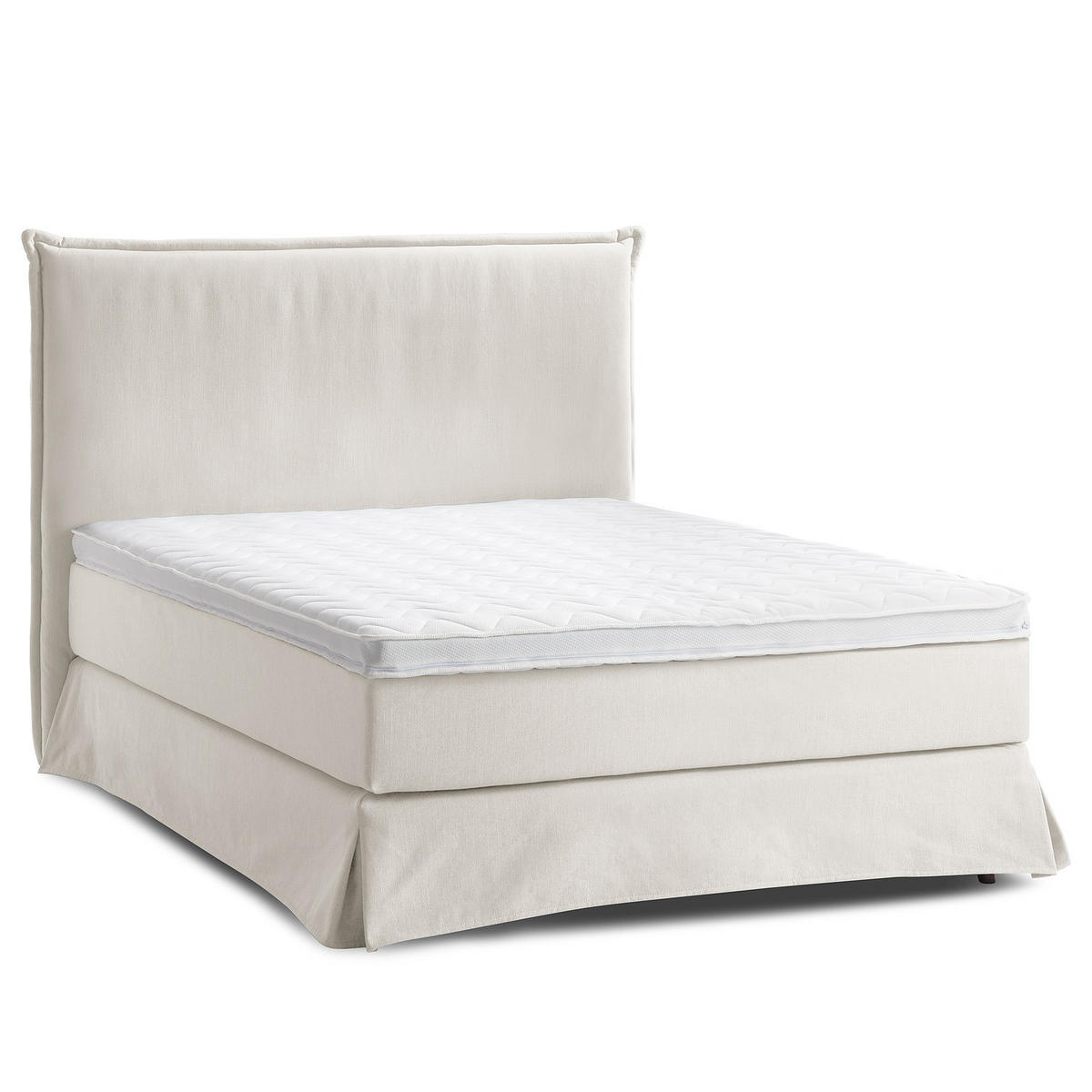 BOXSPRINGBETT mit Husse - Platinfarben, Textil (140/200cm) - home24