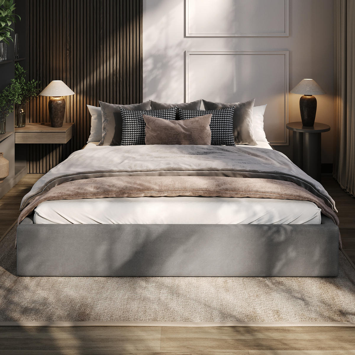 POLSTERBETT 180x200cm Bett mit Stauraum Lattenrost Grau - Grau, Holz/Holzwerkstoff (180/200cm) - Muralo