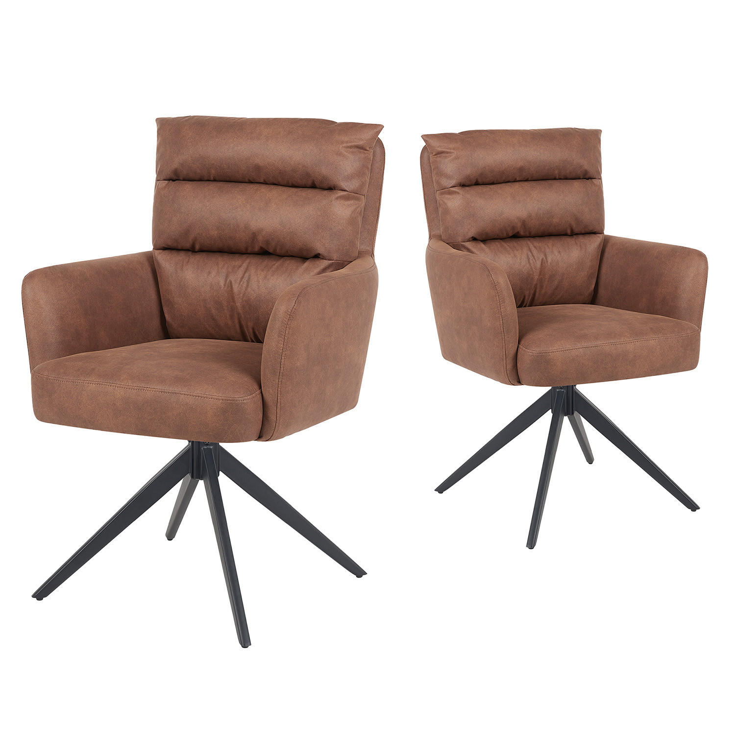 ARMLEHNSTUHL Mika-Alva 2er-Set - Schwarz/Braun, Textil/Metall (59/94/66cm) - DUBI Möbel