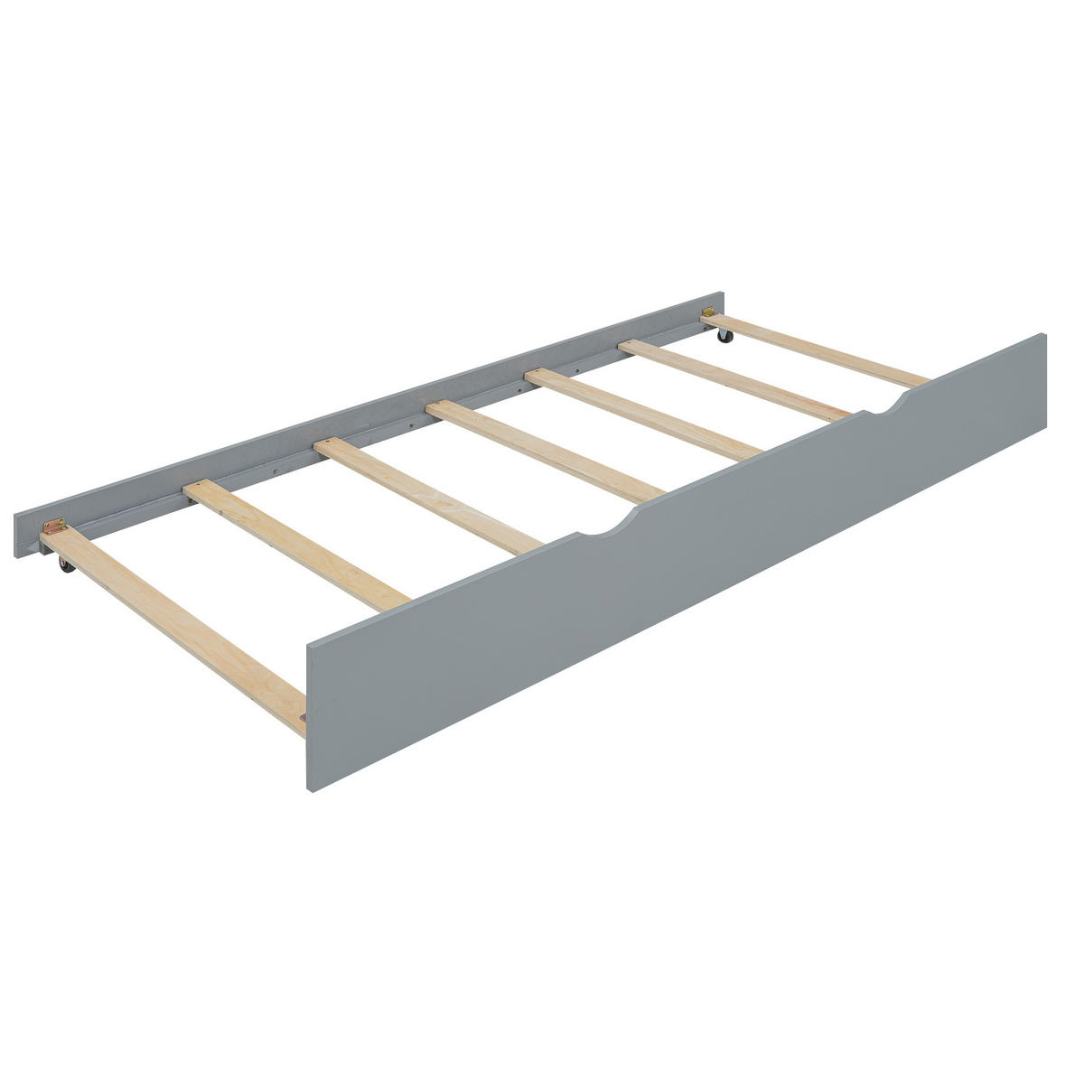 POLSTERBETT 90/200 cm Grau aus Kiefernholz und MDF mit Ausziehbett und Schreibtisch - Grau, Holz (90/200cm) - OKMYHOME