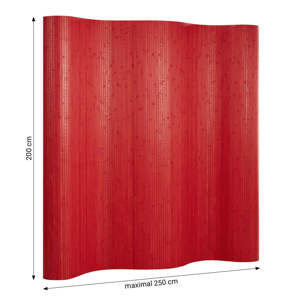 PARAVENT 250/200 cm Rot Raumteiler Bambus - Rot, Naturmaterialien (250/200/1cm) - Homestyle4u