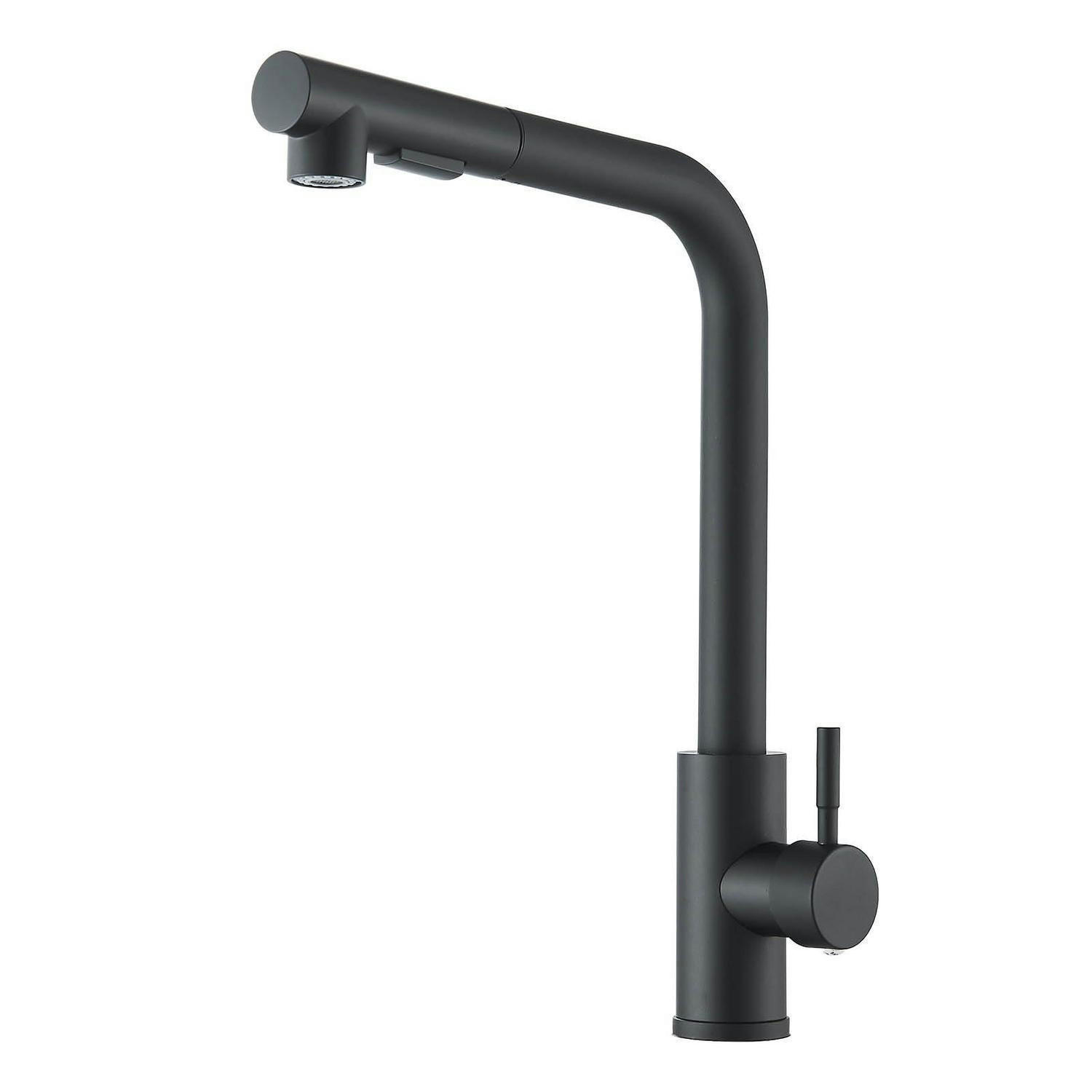 KÜCHENARMATUR Schwarz Matt mit Ausziehbarer Brause - Schwarz, Metall (11/33/27cm)