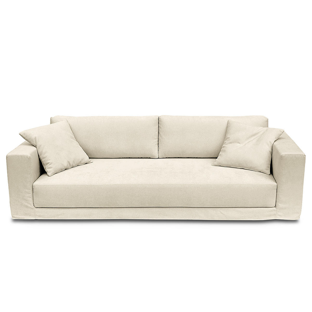 BIGSOFA mit Wechselbezug - Webstoff - Creme/Schwarz, Kunststoff/Textil (265/63/122cm) - home24
