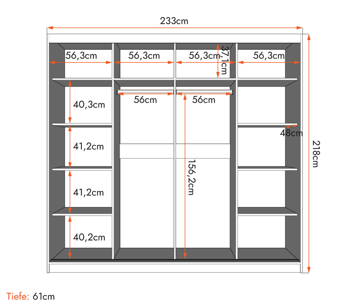 SCHWEBETÜRENSCHRANK MULTI 38 Sonoma Eiche/Weiß mit Spiegel 233 cm - Alufarben/Weiß, Glas/Holzwerkstoff (233/218/61cm) - imoebel24