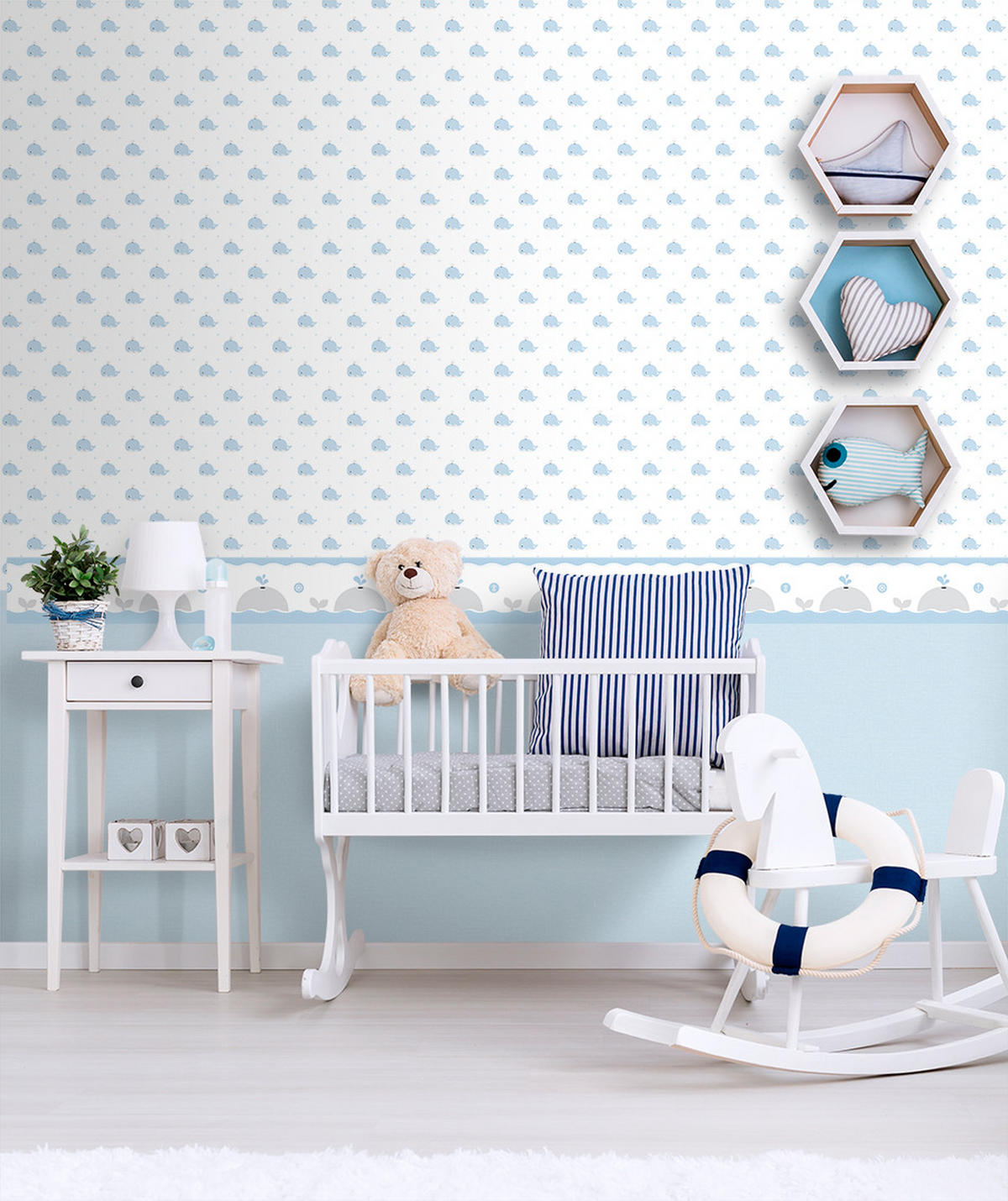 TAPETE Walen 53 cm x 10 m - Blau, Papier (53/0.1cm) - Sanders & Sanders