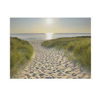 LEINWANDBILD Strandspaziergang Sonnenaufgang 50x70cm - Braun/Grün, Textil (50/1cm) - Art for the Home