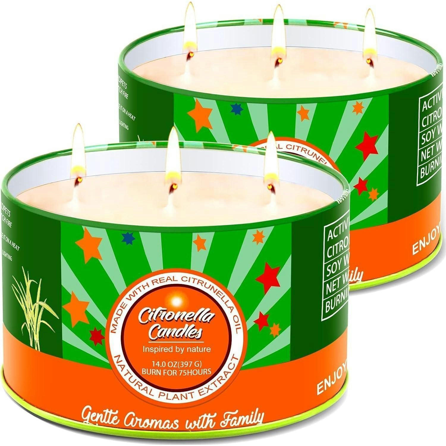 KERZE Citronella 2er-Set Sojawachs 150 Stunden Brenndauer - Multicolor, Paraffin (6cm)
