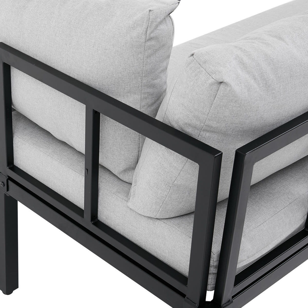 GARTENMÖBEL-SET 6 Sitzer Sofa Tisch Stahl Verstellbar Grau - Grau, Textil (194/84/260cm) - FLIEKS