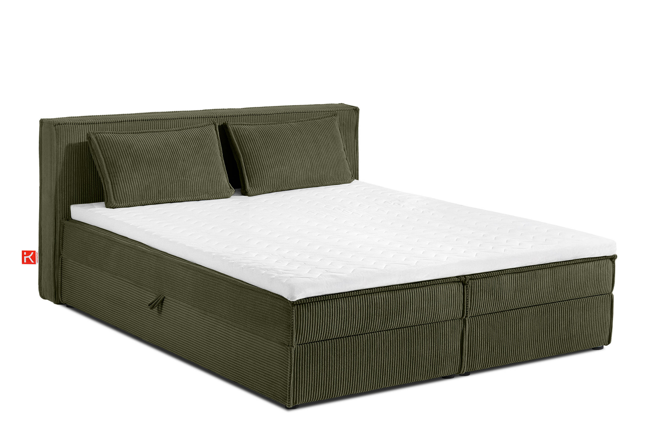 BOXSPRINGBETT ROTI mit Stauraum, oliv - Schwarz/Olivgrün, Holz/Holzwerkstoff (180/200cm) - KONSIMO®