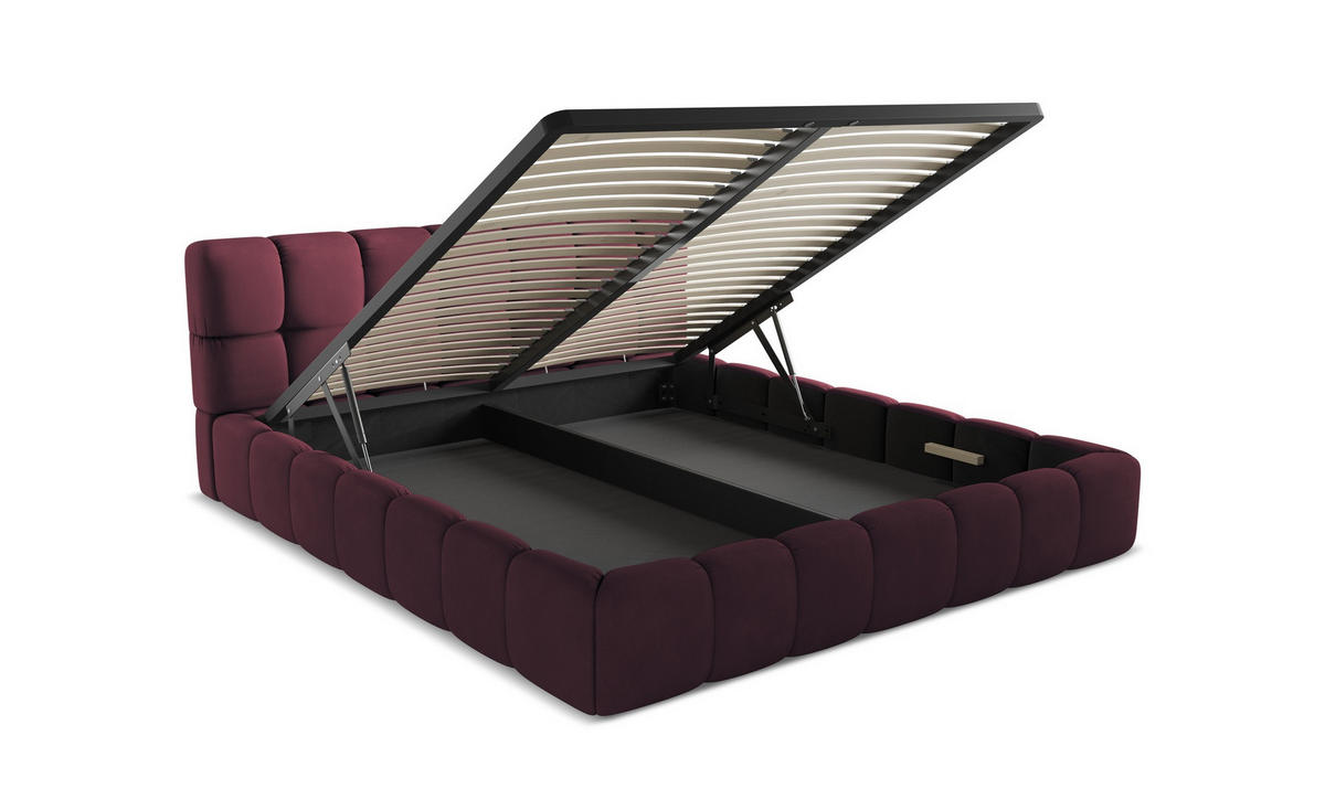 POLSTERBETT mit Bettkasten und Lattenrost 230x215 Grau - Hellgrau/Schwarz, Kunststoff/Textil (180/200cm) - Makamii