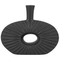 DEKOVASE Steinzeug schwarz Arwad - Schwarz, Stein (24cm) - Beliani
