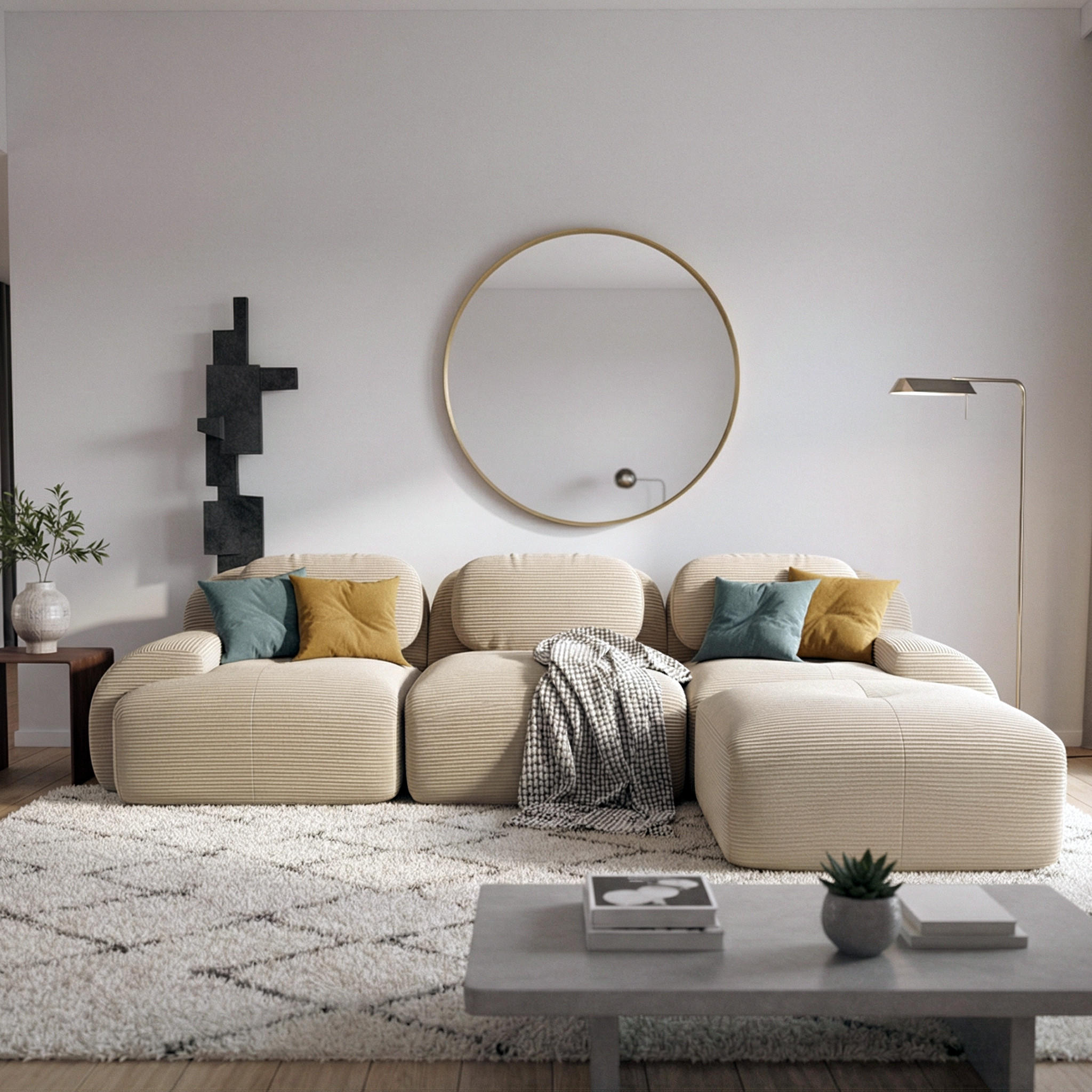 Thumbnail - Urban Meuble Ecksofa, Beige, Textil, 4-Sitzer, 298x178 cm, Wohnzimmer, Sofas & Couches, Wohnlandschaften, Ecksofas