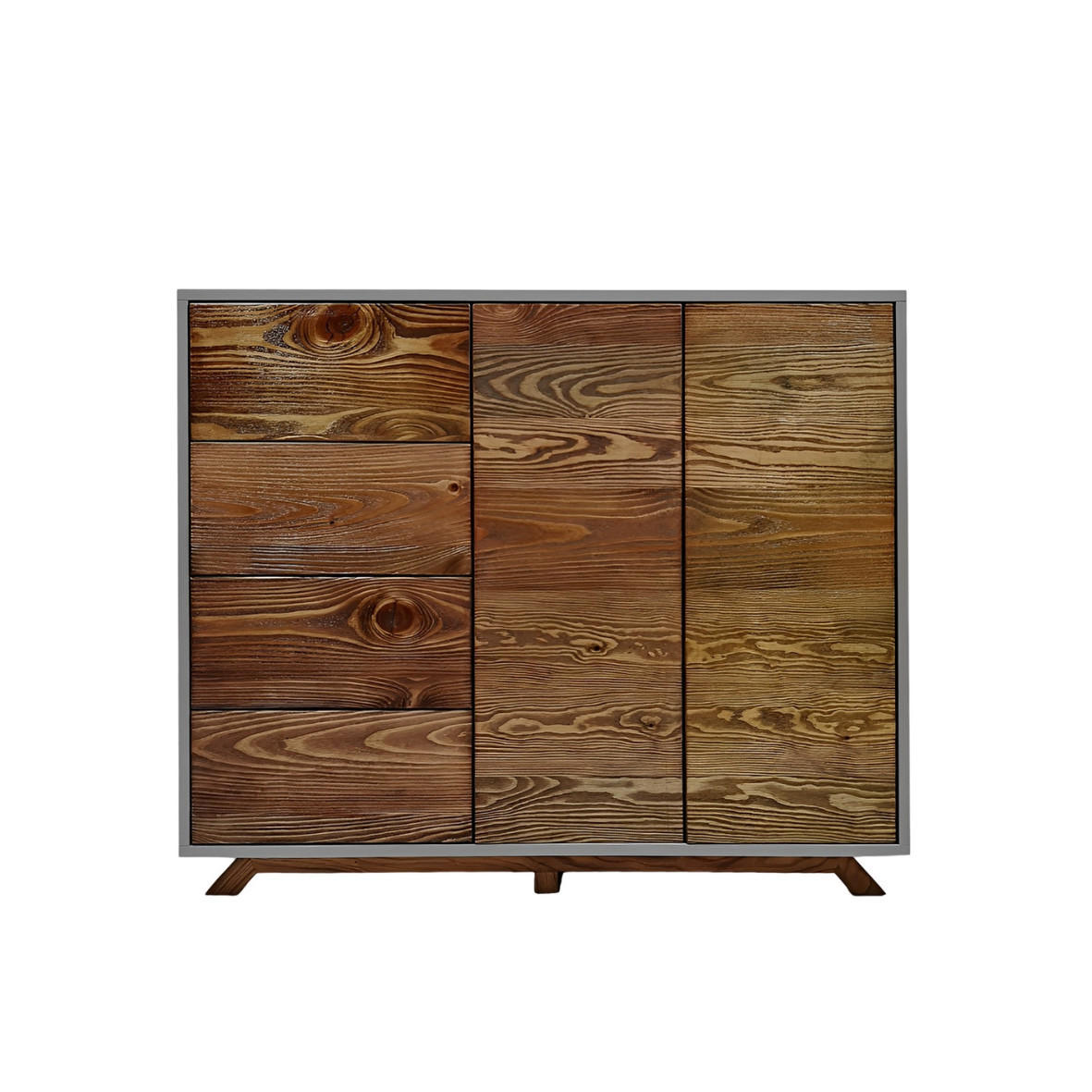 HOLZKOMMODE mit Fronten aus altem Massivholz BERGEN - Eichefarben, Holz (120/95/45cm) - Rawood Furniture