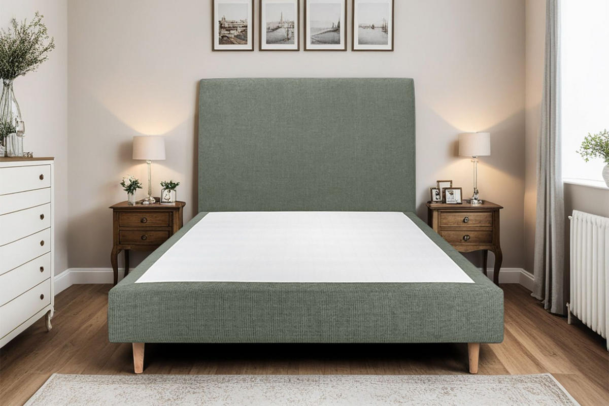KOPFTEIL gepolstertes – Khakigrüner Stoff - 180 cm - Beige/Olivgrün, Holz (180/120/10cm) - Sommeil de Plomb
