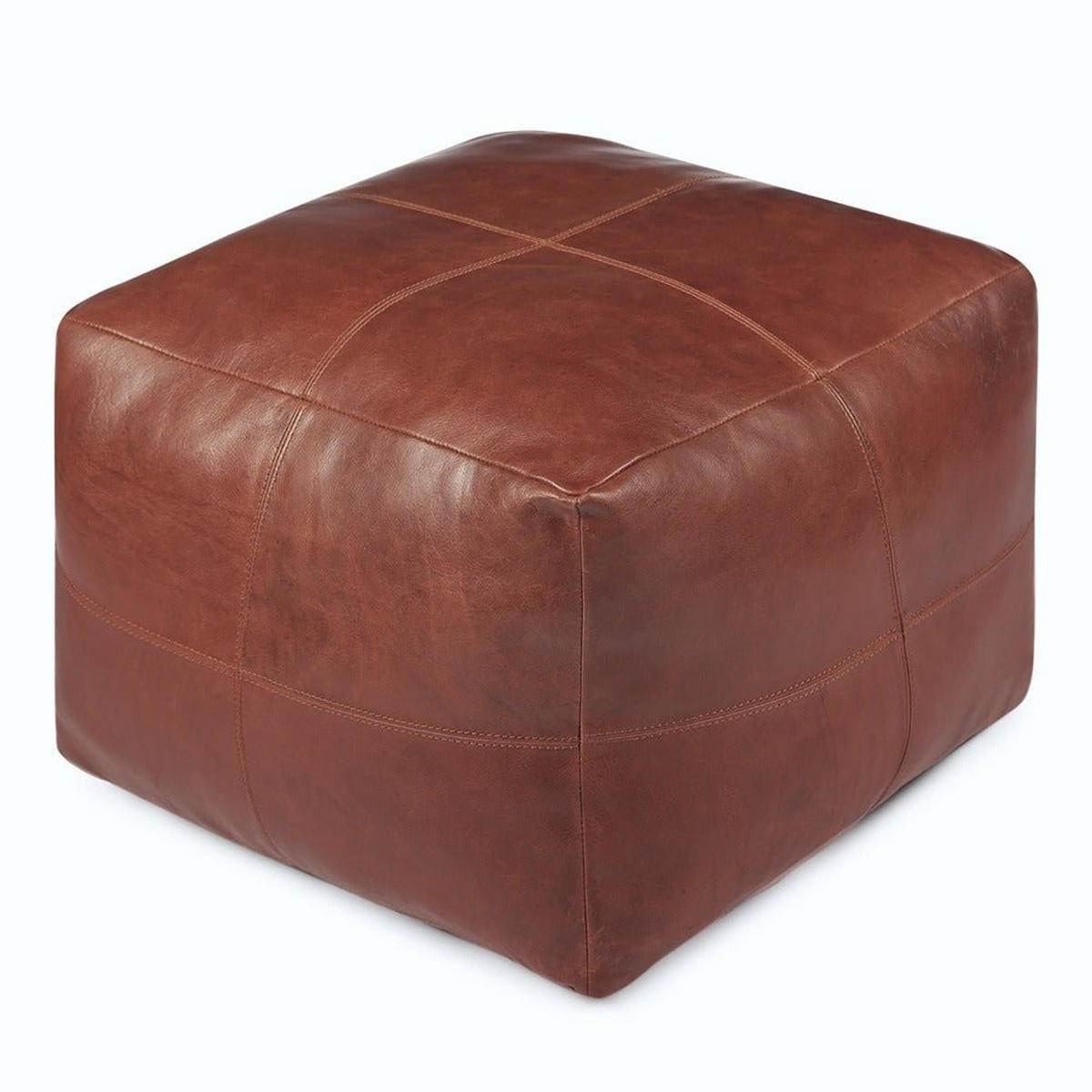 POUF 50/50/45 cm Echtleder Braun - Braun, Leder (50/45/50cm) - Furnhouse