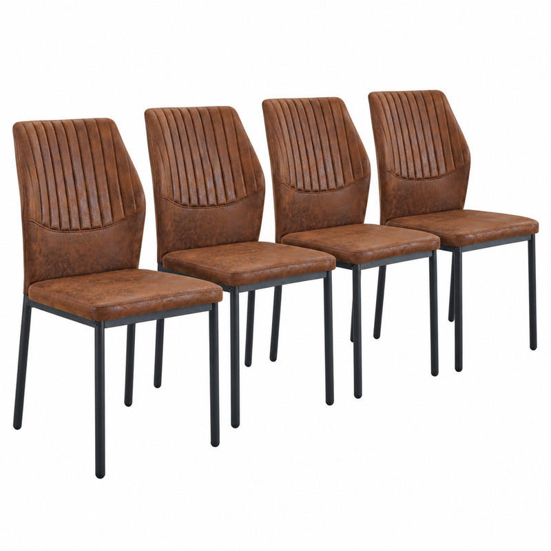 ESSZIMMERSTÜHLE 4er-Set Tech-Stoff Braun-Schwarz Metallbeine - Braun, Metall (42.6/93/43cm) - Meubliv