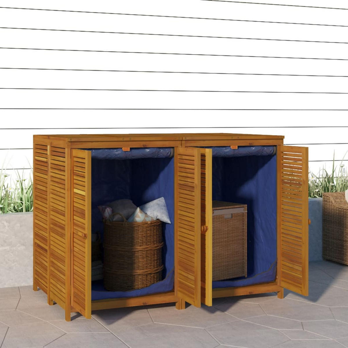 GARTENBOX 140x87x104 cm Massivholz Akazie - Braun, Holz (140/104/87cm) - furnicato