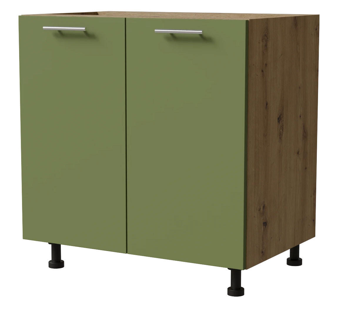 Feldmann-Wohnen Unterschrank Grün, Eiche Artisan 80x82x50 cm