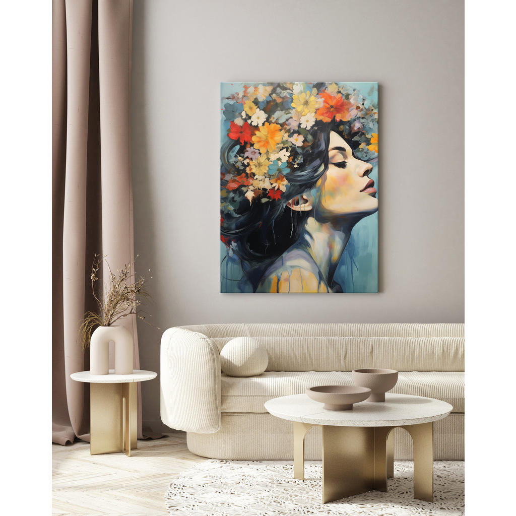 Thumbnail - Muralo Leinwandbild, Rot, Blau, Grün, Schwarz, Weiß, Beige, Orange, Grau, Textil, Floral, Person/Charakter, Rechteckig, ...