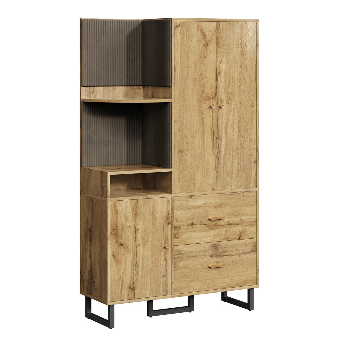 KOMPAKTGARDEROBE Flur Schuhschrank Wandschrank gepolstert 110x186x38cm - Naturfarben, Holzwerkstoff (38/186/110cm) - FLIEKS