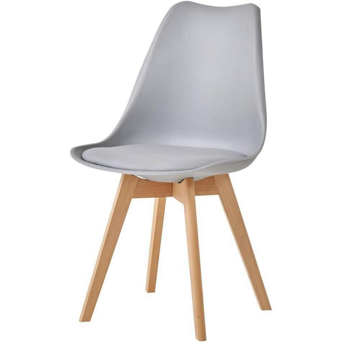 ESSZIMMERSTUHL 4er-Set Grau mit Buchenholzbeinen - Grau, Kunststoff (40/83/40cm)