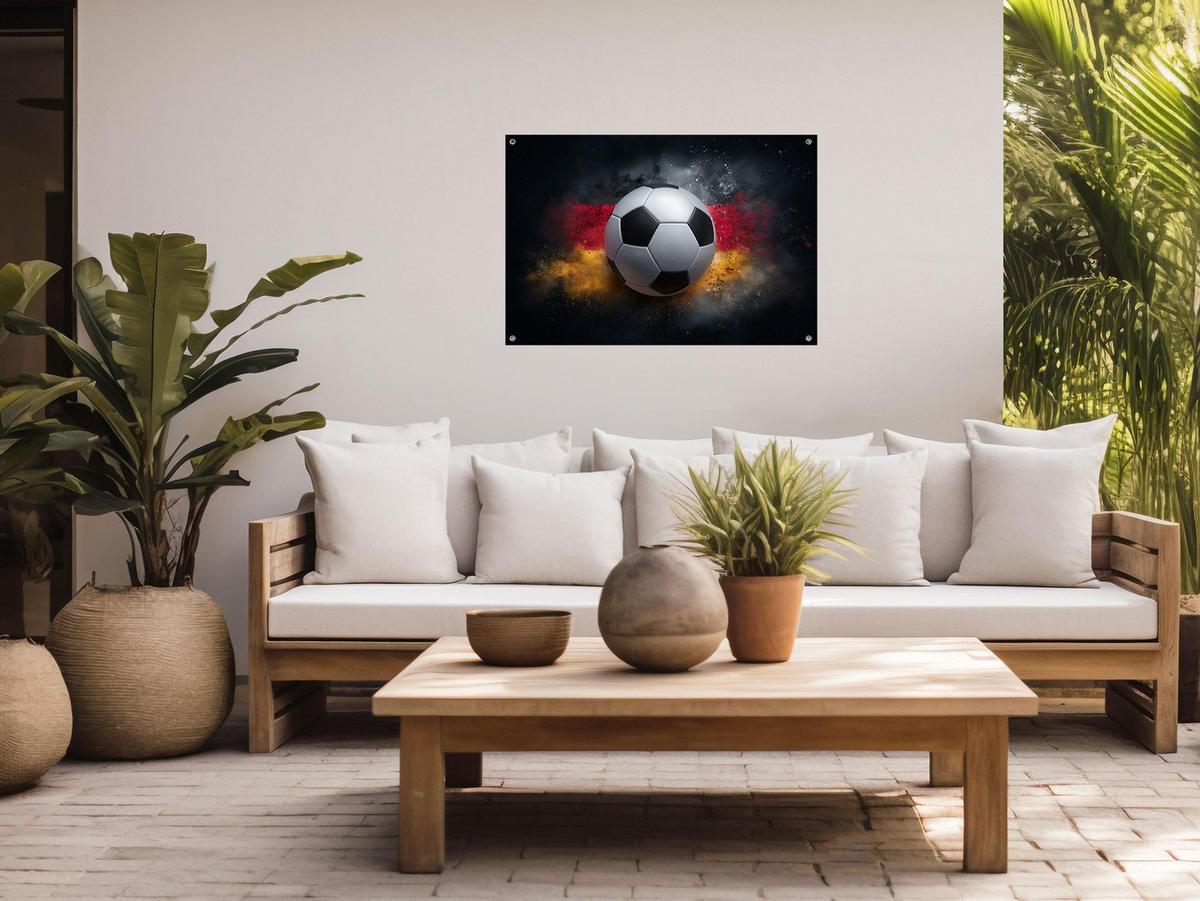 GARTEN-POSTER 90x60 cm Outdoor-Deko Fussball WM - Goldfarben, Kunststoff (90/60/2cm)