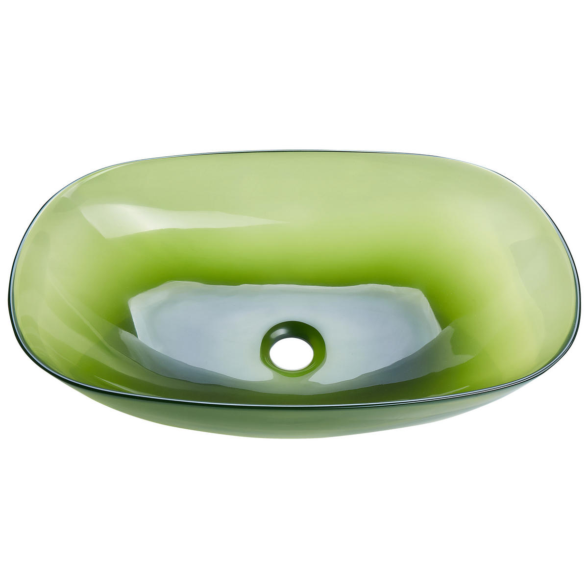 AUFSATZWASCHBECKEN Grün 54/36 cm Mineralwerkstoff Moengo - Transparent/Grün, Keramik (54/15/36cm) - Beliani