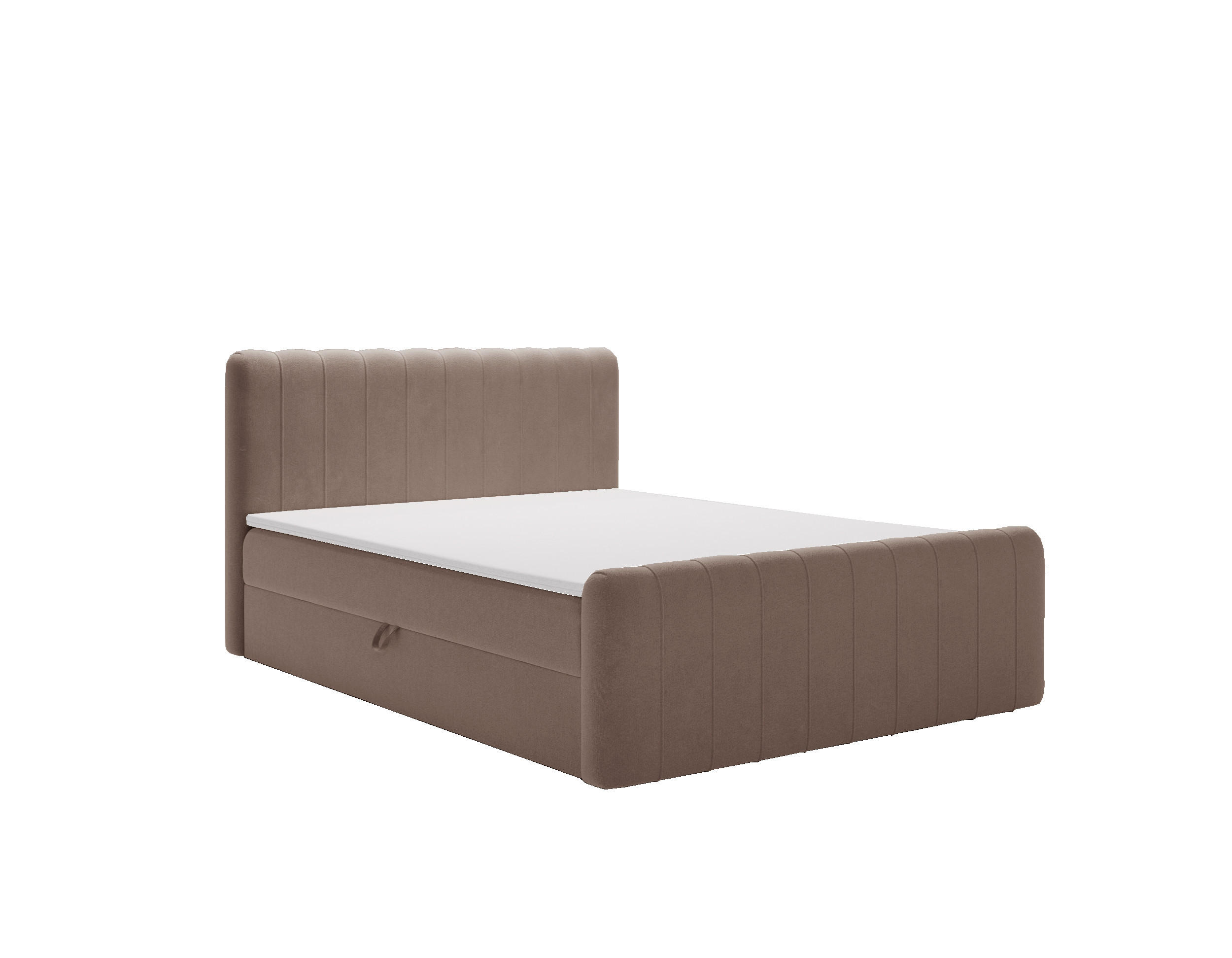 BOXBETT OSLO mit Bettkasten, Stoff Komodo Braun 140x200 cm - Braun, Holz (140/200cm) - Kaiser Möbel