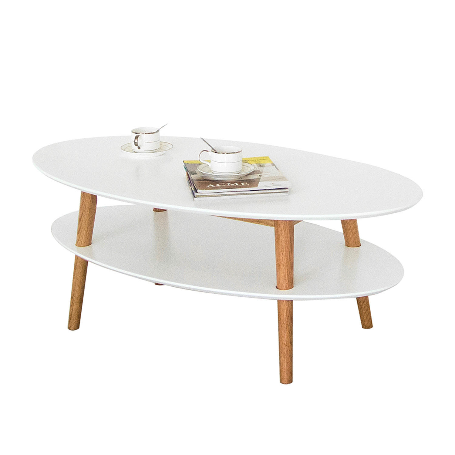 COUCHTISCH - Eichefarben/Weiß, Eichenholz/Holz (60/110/42cm) - home24