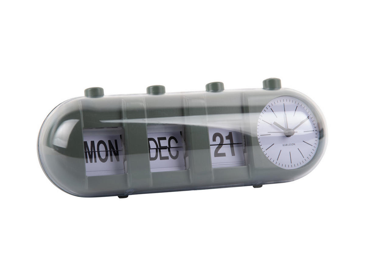 WECKER Retro Tube Calendar Flip 26/9/9.3 cm - Grün, Kunststoff (9/9.3/26cm) - Karlsson