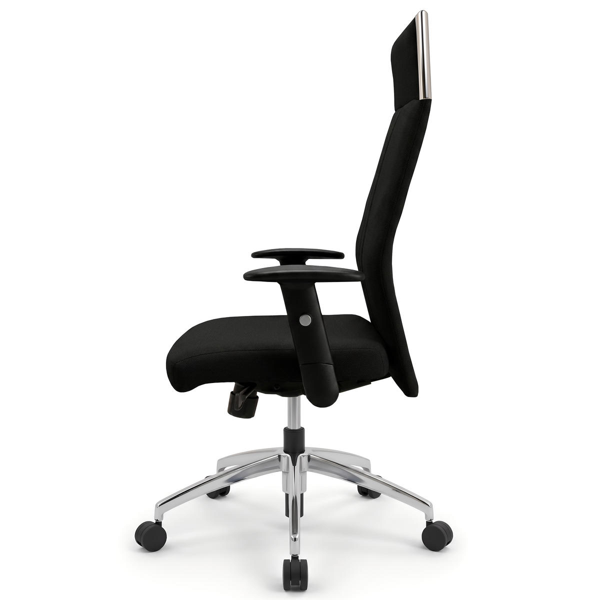 CHEFSESSEL Black-Line Stoff Schwarz - ergonomisch, 150 kg belastbar, Sitzhöhe 48-60cm - Schwarz, Kunststoff/Textil (68/121/60cm) - Versee