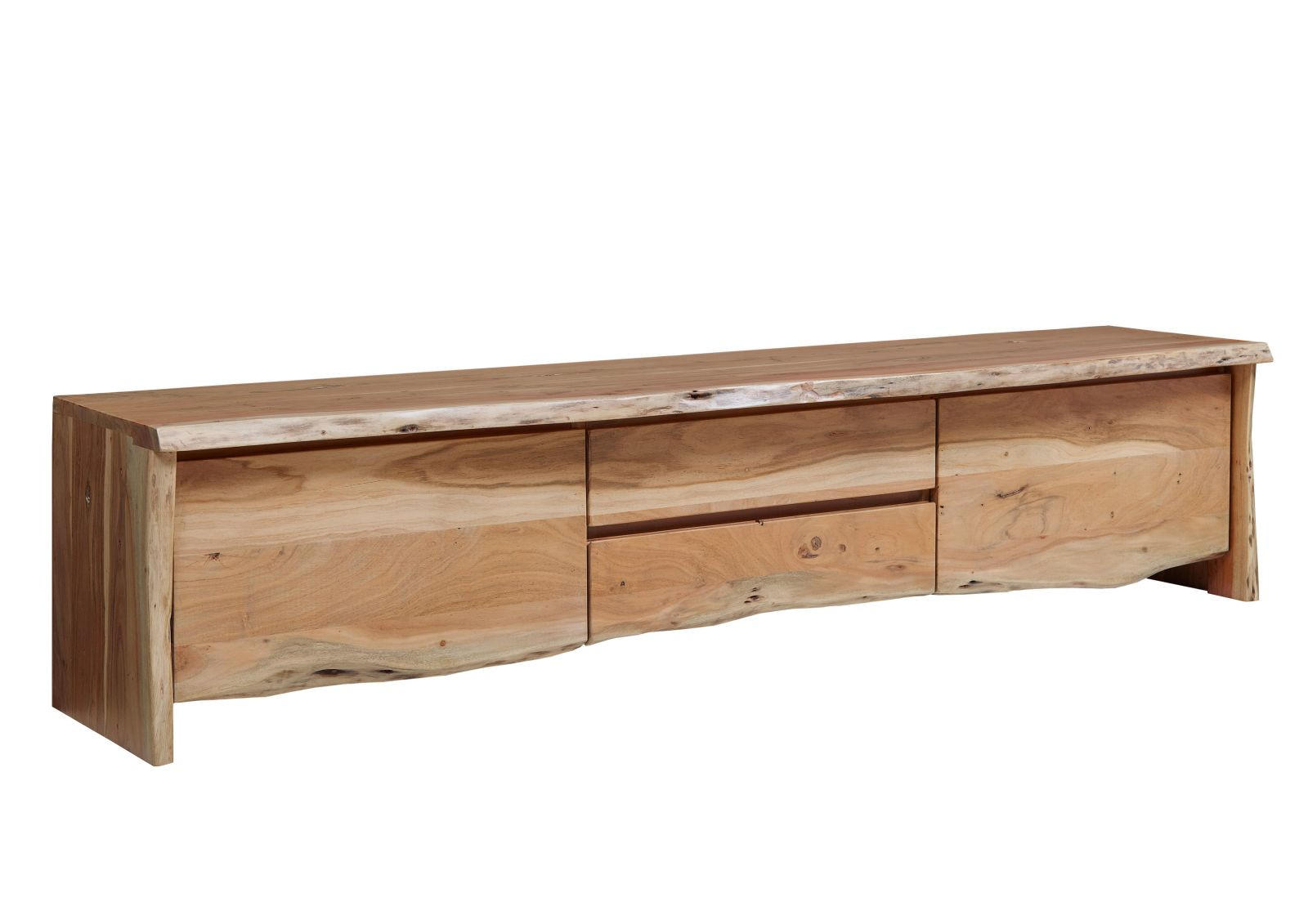 TV-BOARD Akazie 220x45x50 natur lackiert PURE ACACIA #704 - Naturfarben, Holz (220/50/45cm) - Massivmoebel24
