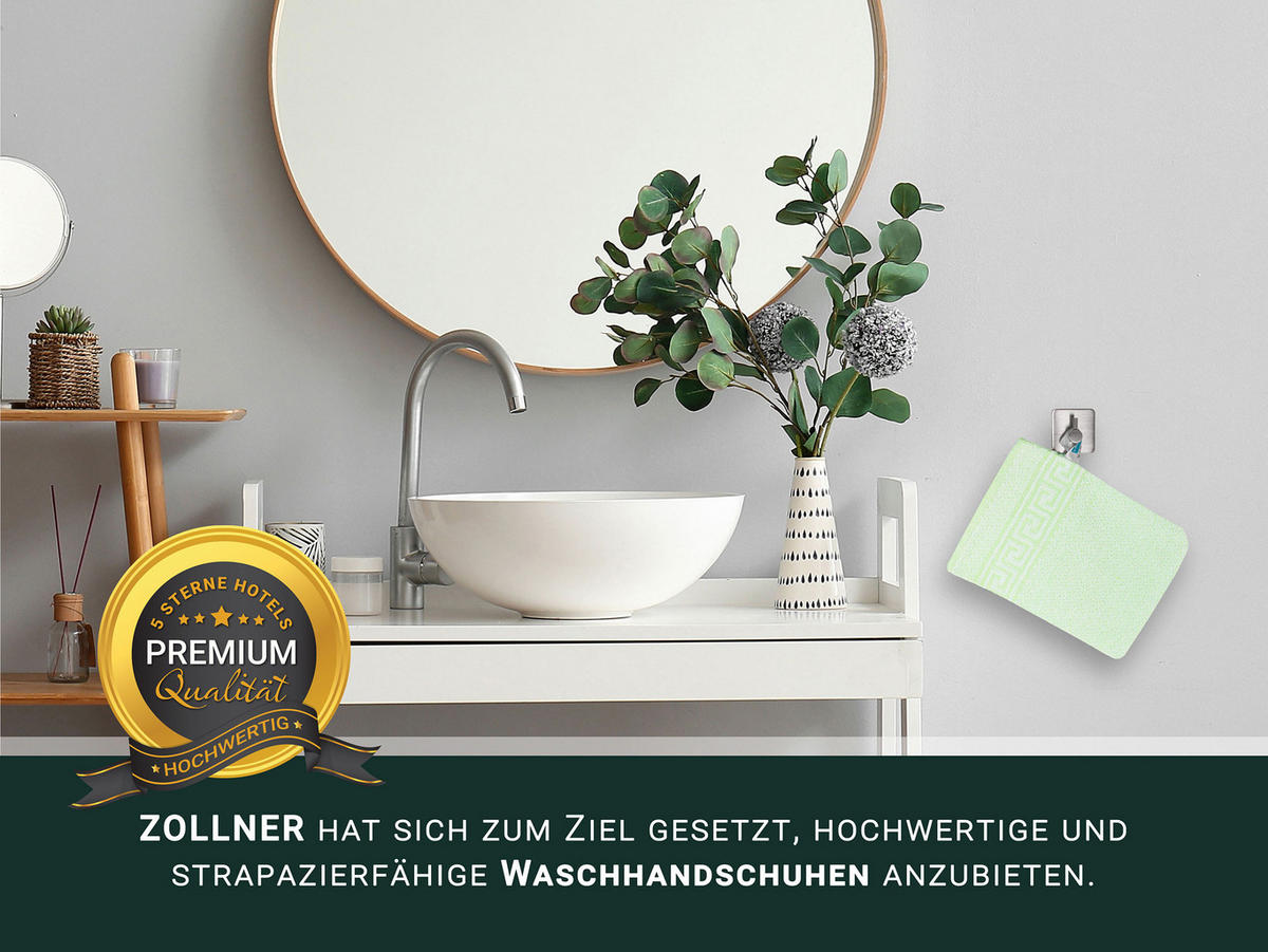 WASCHHANDSCHUH, 20er-Set, 16x22 cm, 70% Baumwolle, 30% Polyester, Grün - Grün, Textil (16/22cm) - Zollner
