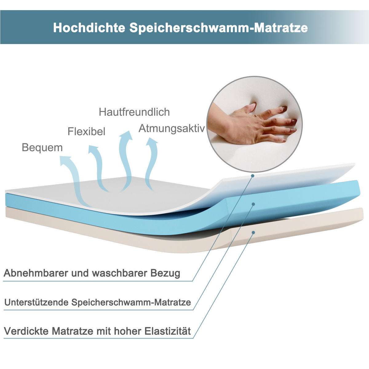 GASTEBETT Beige - Beige, Metall - COSTWAY