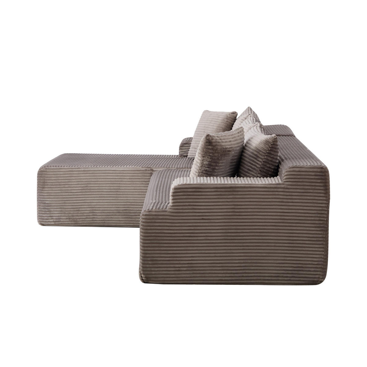ECKSOFA 272/174/74.5 cm Grau mit 30D hochelastischem Schaumstoff und rutschfestem Boden - Grau, Textil (174/74.5/272cm) - Oxeza