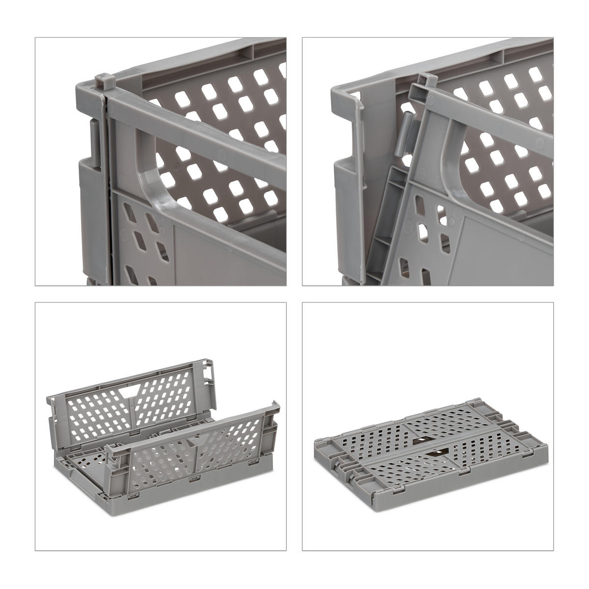 2XKLAPPBOX - Grau, Kunststoff (25/10/16.5cm) - Relaxdays