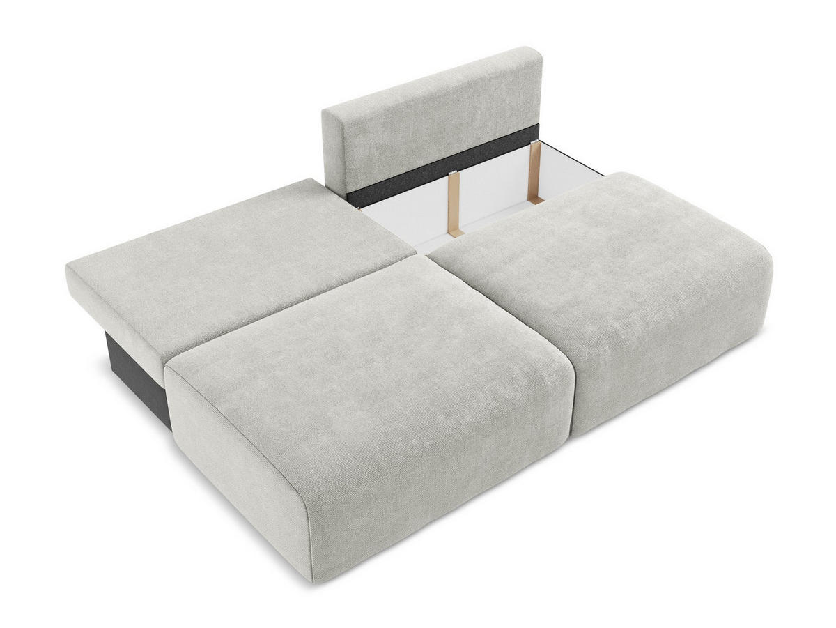 3-SITZER SOFA mit Schlaffunktion Chenille Stoff Grau - Hellgrau/Schwarz, Kunststoff/Textil (216/79/102cm) - Makamii