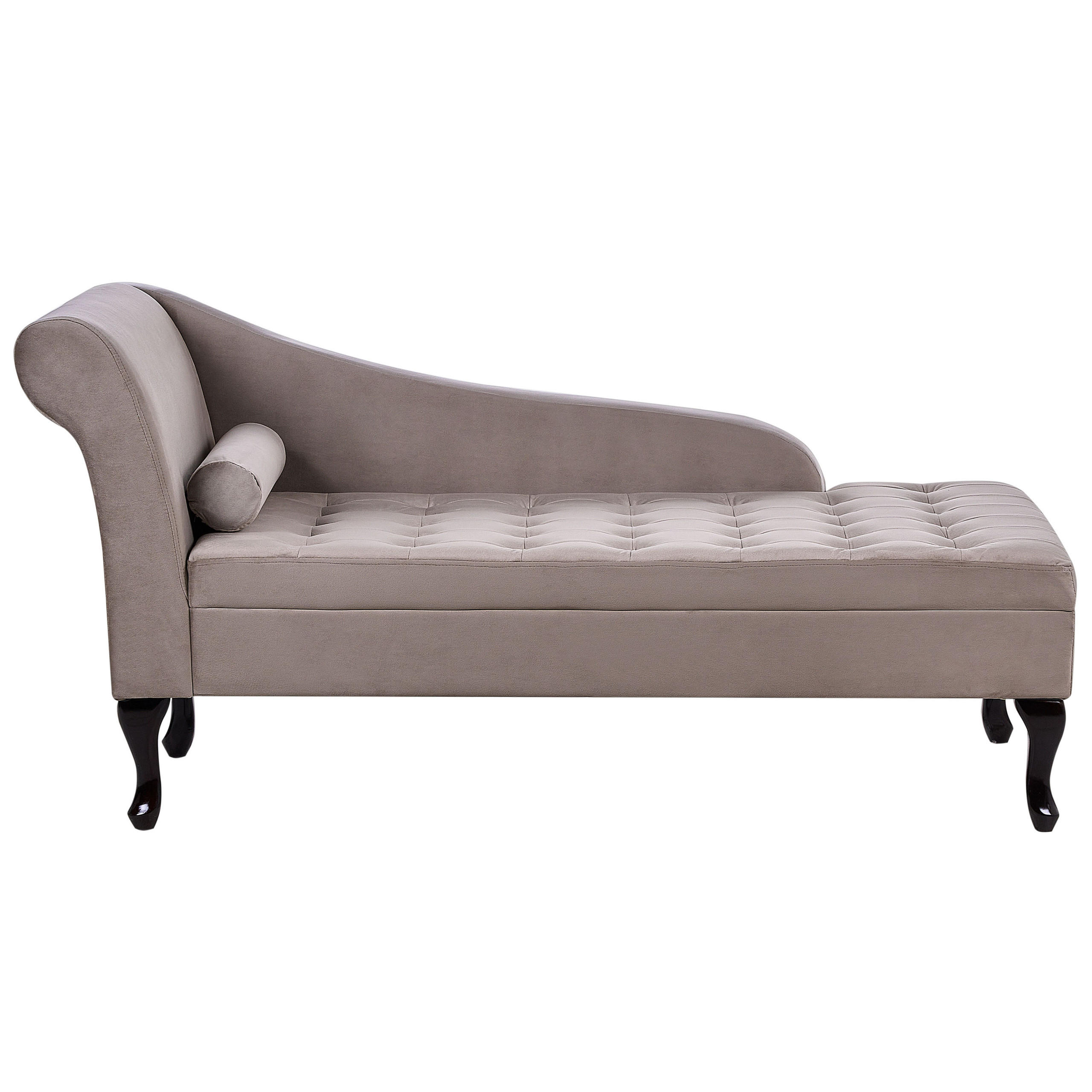 CHAISELONGUE Samtstoff taupe mit Bettkasten linksseitig Pessac - Taupe/Schwarz, Textil (145/71/62cm) - Beliani