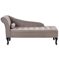 CHAISELONGUE Samtstoff taupe mit Bettkasten linksseitig Pessac - Taupe/Schwarz, Textil (145/71/62cm) - Beliani
