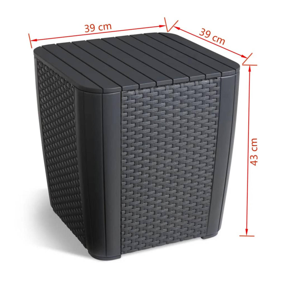 Thumbnail - Keter Delete, Graphit, Kunststoff, quadratisch, 39x43x39 cm, Gartenmöbel, Gartentische, Beistelltische outdoor