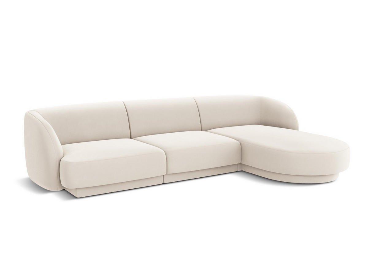 ECKSOFA rechts Miley aus Samt leichtes beige 4 Sitzplätze - Beige, Textil (156/255cm) - Micadoni