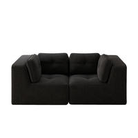 2-SITZER SOFA Cord Schwarz modular - Schwarz, Textil (208/69/104cm) - WISHDOR