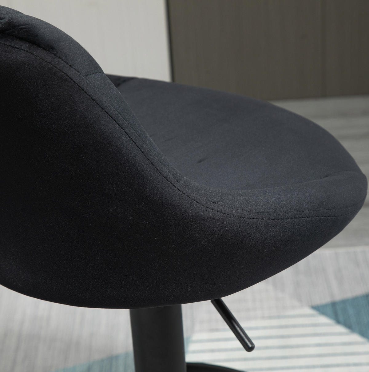BARHOCKER höhenverstellbar 2er-Set Black Polyester Metall - Schwarz, Metall (48/83/51.5cm) - Meubliv