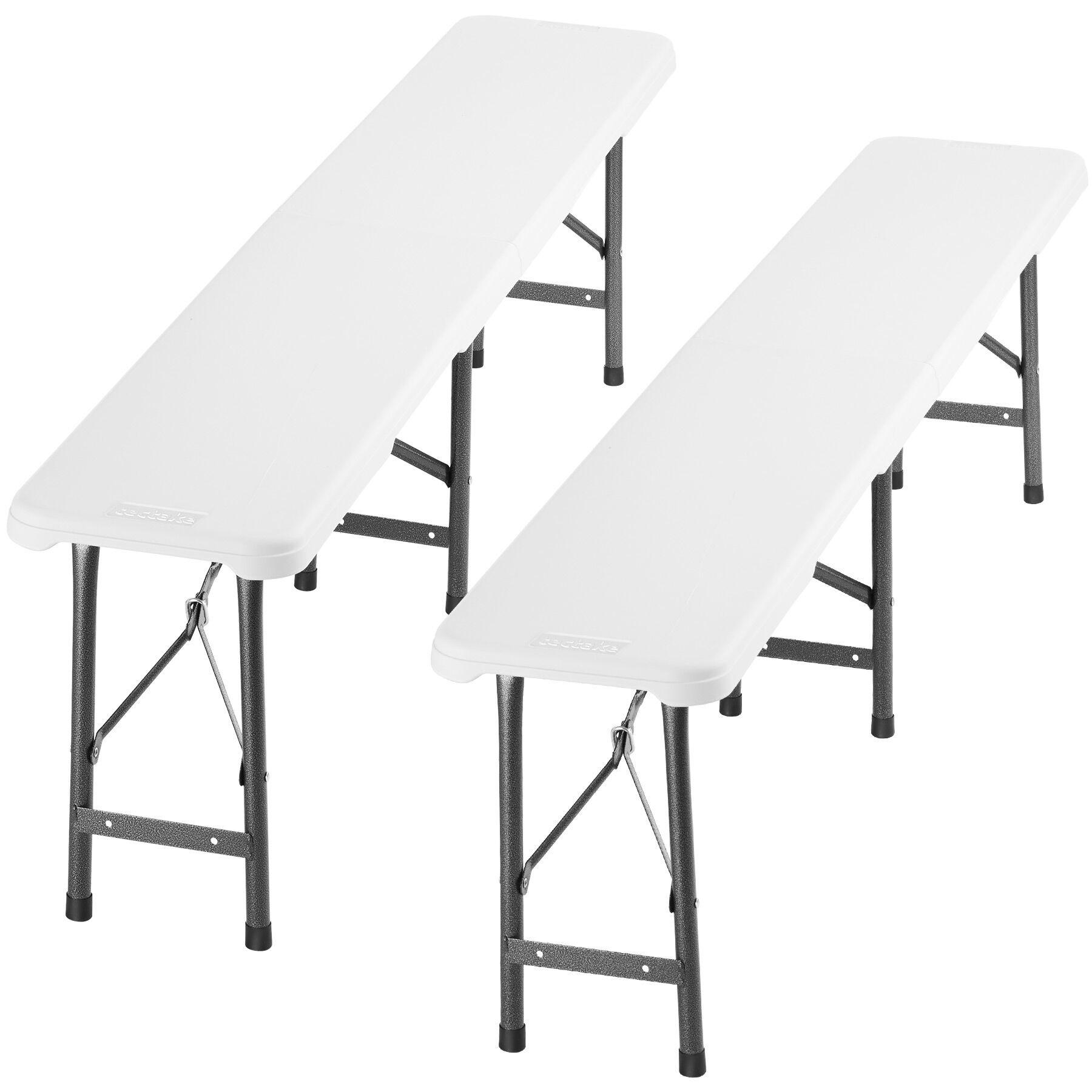 CAMPINGKLAPPBANK 2er Set Panja, gummierte Tragegriffe, weiß - Weiß, Kunststoff (180/42/27.5cm) - tectake