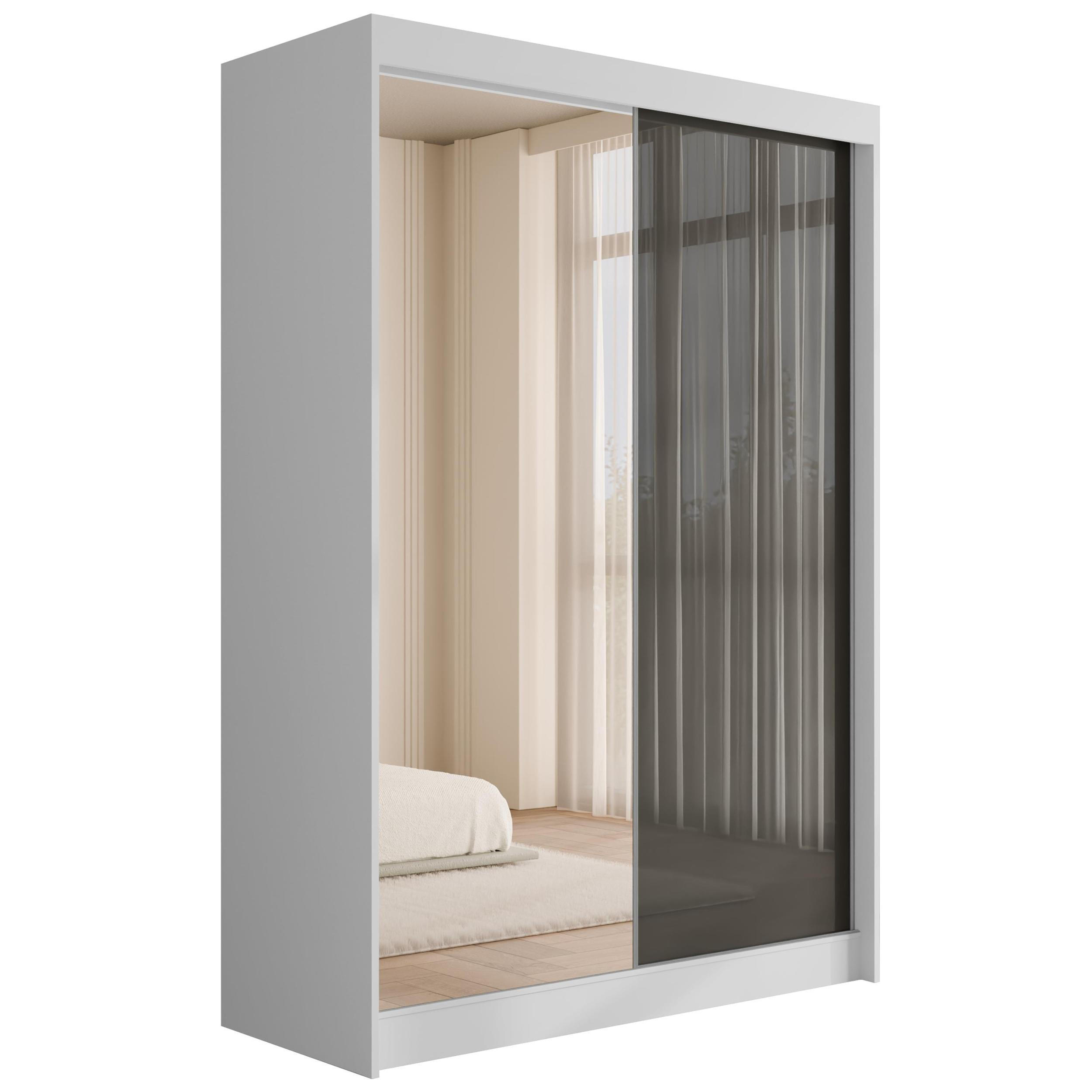 KLEIDERSCHRANK VESLI - 150 cm - Weiß|Grau - Weiß/Grau, Holzwerkstoff (150/215/61cm) - ALTDECOR