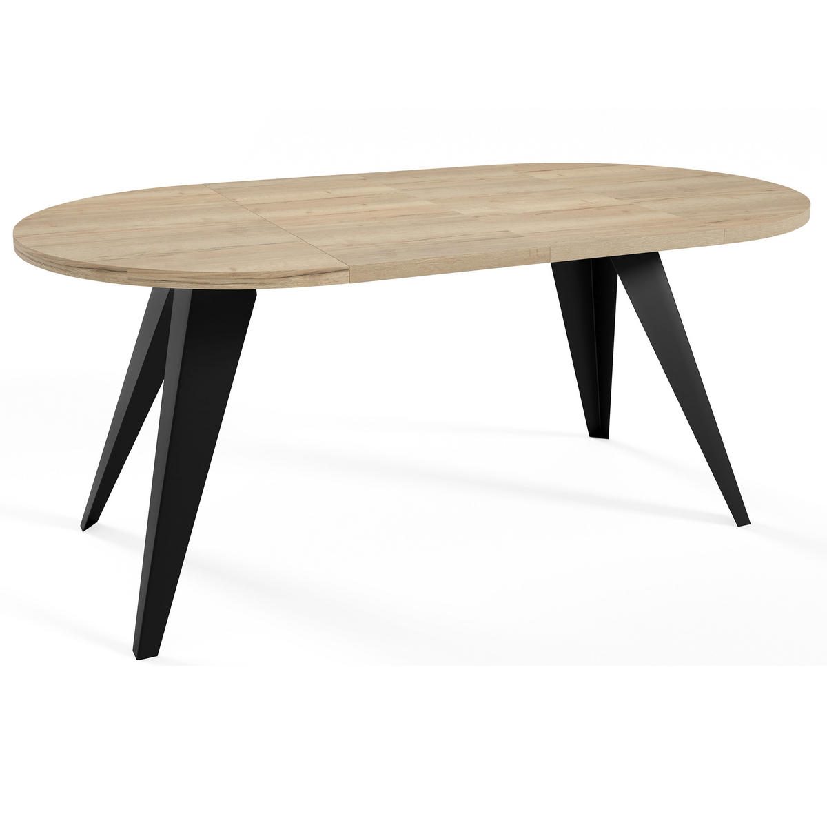 ESSTISCH Alma, Tisch mit Ausziehfunktion, 120 cm, Schwarz+eiche Halifax - Eichefarben/Schwarz, Metall (120/120/76cm) - Beautysofa