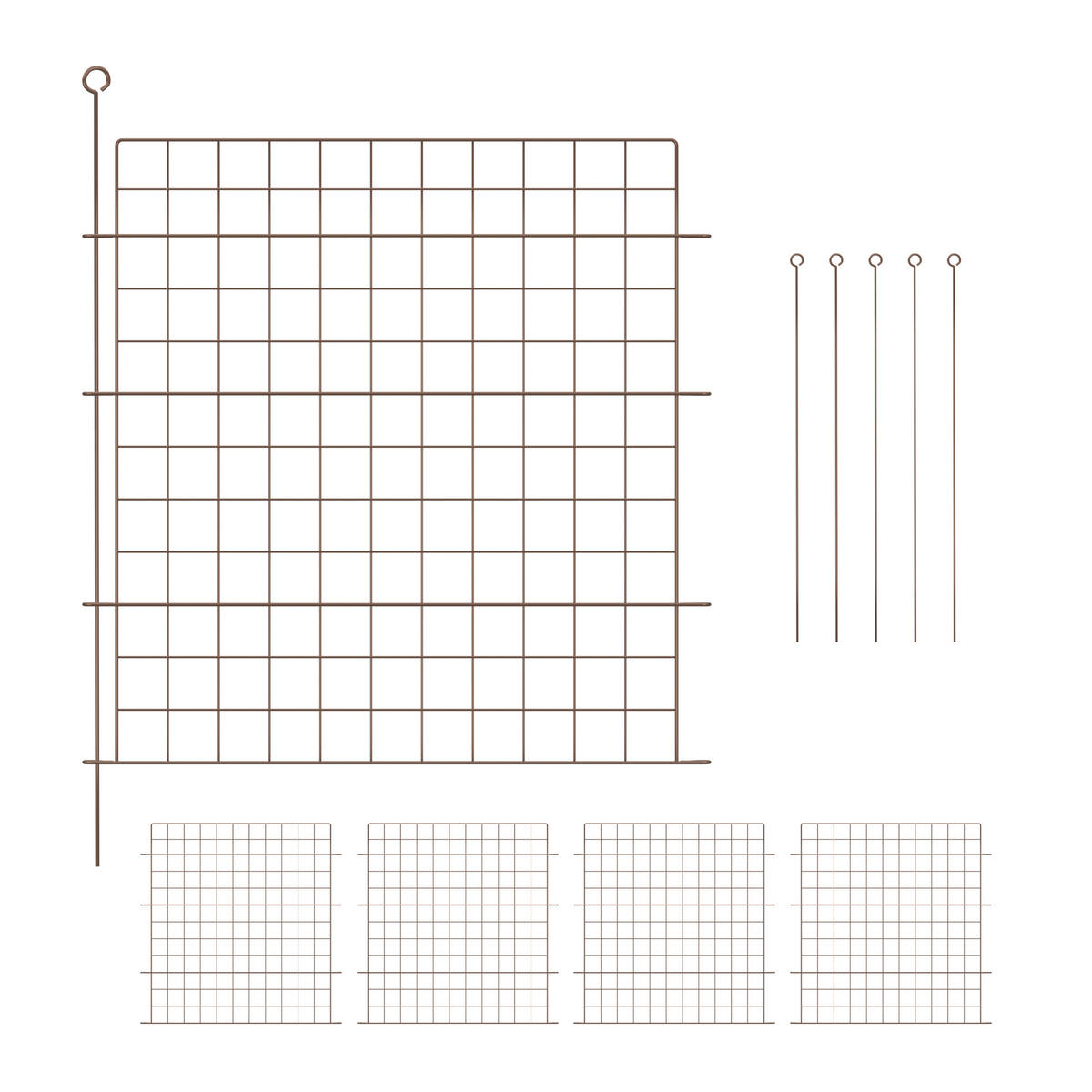 5XTEICHZAUN - Braun, Metall (370/78/2cm) - Relaxdays