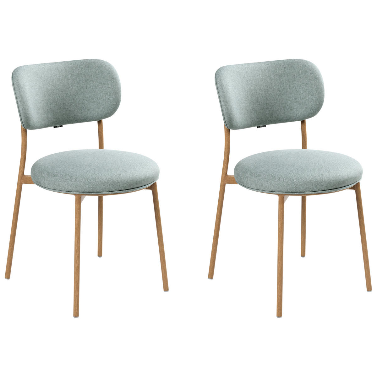 ESSZIMMERSTUHL 2er-Set Mintgrün Casey - Braun/Mintgrün, Textil (43/76/50cm) - Beliani