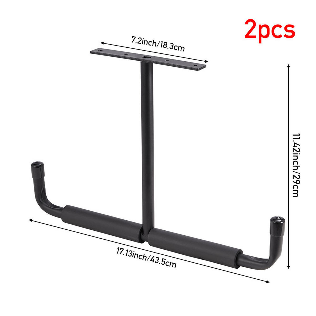 DECKENHAKEN 2 Stück T-förmige in Schwarz Vielseitig einsetzbar Belastbarkeit 43,5 x 29 cm - Schwarz, Metall (29/1/43.5cm) - Livingandhome